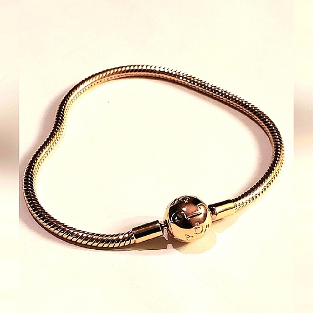 Authentic NEW Pandora Moments Snake Chain Bracelet 14K Rose Gold plated - Picture 7 of 9
